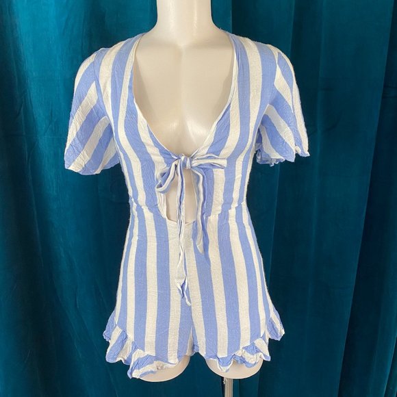Alythea Pants - Alythea Striped Tie Front Romper